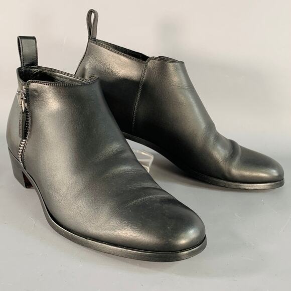 GUCCI Size 8 Black Leather Side Zipper Ankle Boots - Picture 1 of 8